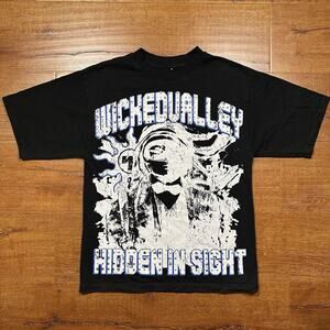 Wicked Valley USA T Shirt Mens M Black Hidden In Sight Gem Bedazzled Streetwear